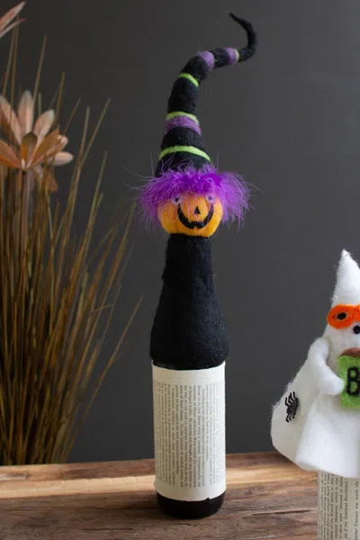 Kalalou Felt Halloween Jack-o-lantern Bottle Topper
