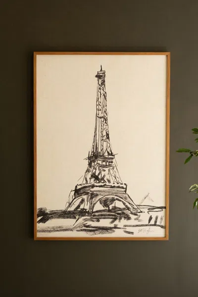 Kalalou Framed Black & White Eiffel Tower Print