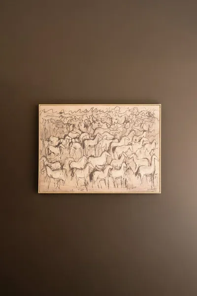 Kalalou Framed Paint Over Print 1000 Horses In Animal Print