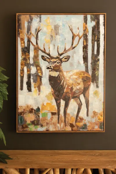 Kalalou Framed Paint Over Print - Deer