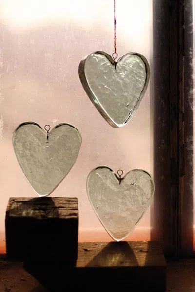 Kalalou Glass Heart Ornament In Animal Print