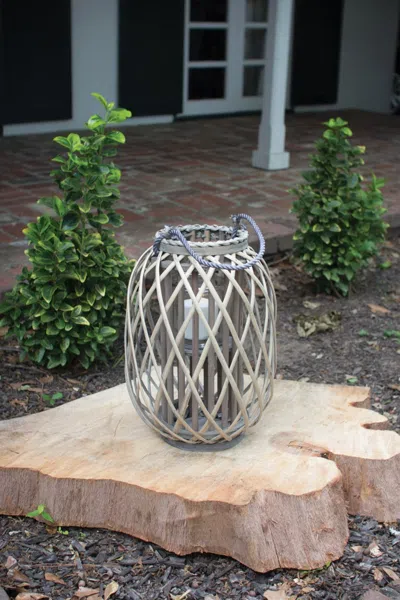 Kalalou Grey Willow Lantern With Glass - Small
