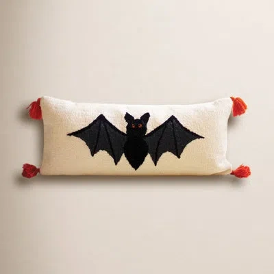 Kalalou Halloween Bat Hand Hooked Pillow In Multi