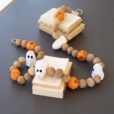 Kalalou Halloween Garland With Pumpkins And Ghosts 3.5” H In Multi
