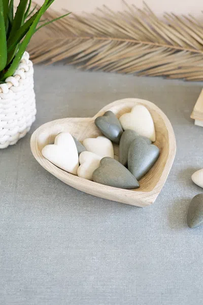 Kalalou Hand Carved Wooden Heart Bowl