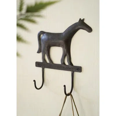 Kalalou Horse Wall Hook Hammered Iron Rustic Accent 10.5" Tall Set Of 4
