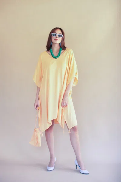 Kalalou Kaftan With Matching Bag-cumin In Multi