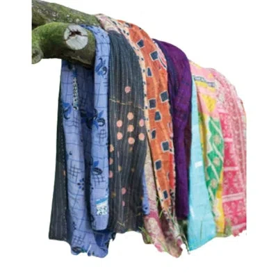 Kalalou Kantha Throw In Blue;pink;orange