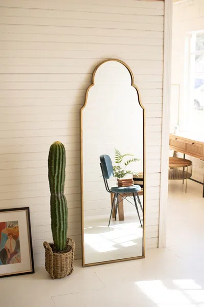 Kalalou Large Arched Mirror With Brass Frame