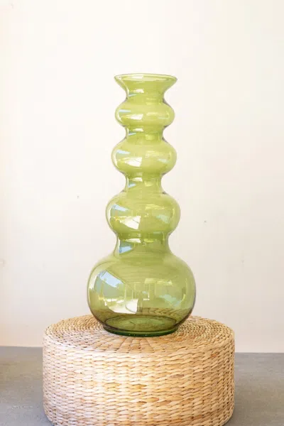 Kalalou Large Glass Bubble Vase - Green
