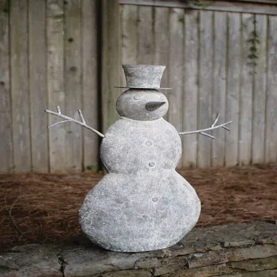 Kalalou Large Metal Snowman Decor 40" H Hand-painted Finish In Gray