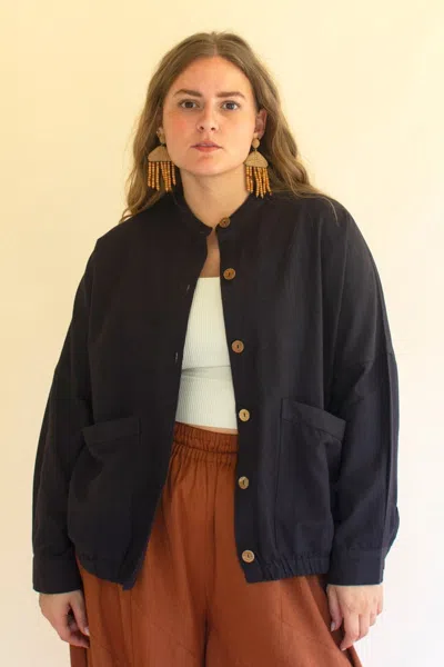 Kalalou Light Buttondown Bomber Jacket W Front Pockets In Multi