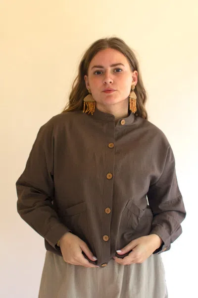 Kalalou Light Buttondown Bomber Jacket With Front Pockets In Multi