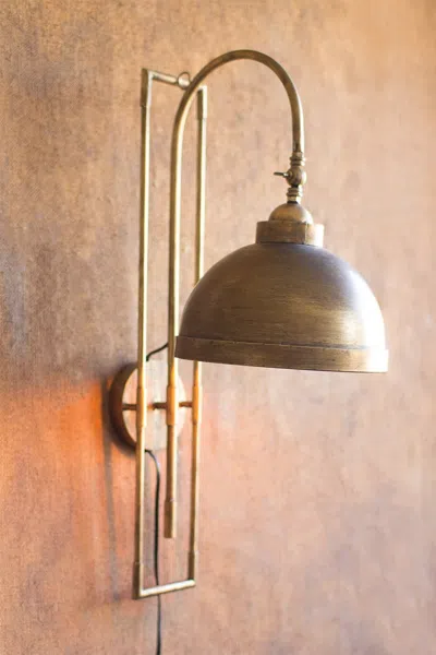Kalalou Metal Wall Light With Antique Brass Finish In Gold
