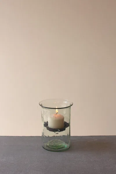 Kalalou Mini Glass Candle Cylinders With Rustic Insert - Small