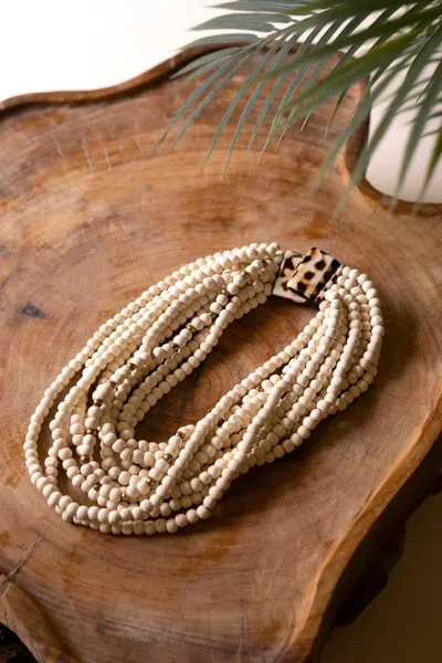 Kalalou Multi Layered Natural Wooden Beaded Necklace
