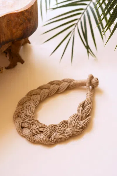 Kalalou Natural Jute Braided Necklace In Brown