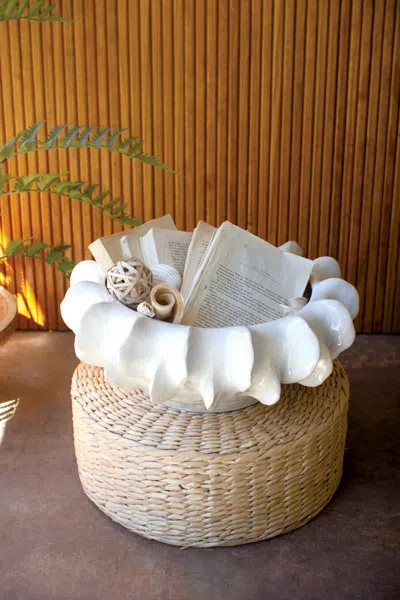 Kalalou Organic White Ceramic Compote