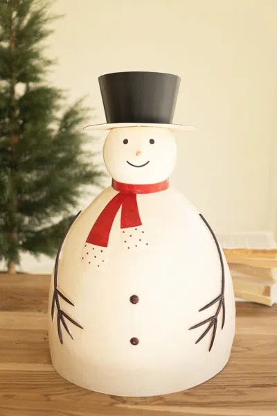 Kalalou Painted Metal Snowman In White