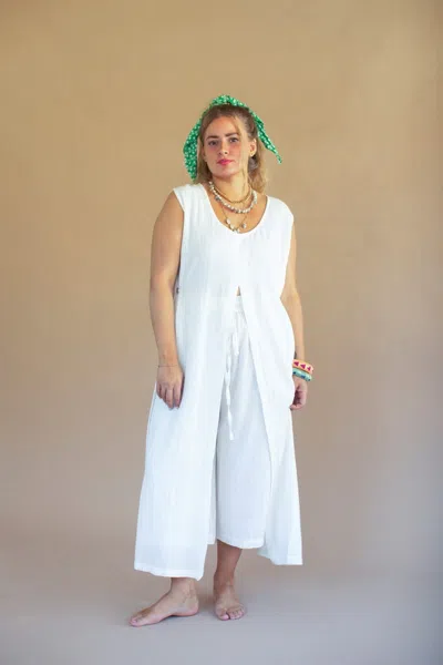Kalalou Pants With Elastic And Button Closure-cotton In White