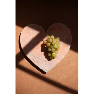 Kalalou Pink Stone Heart Cheese Board – 10" Tall Kitchen Serveware In Brown