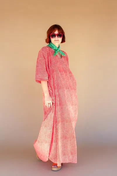 Kalalou Printed Long Kaftan In Yellow