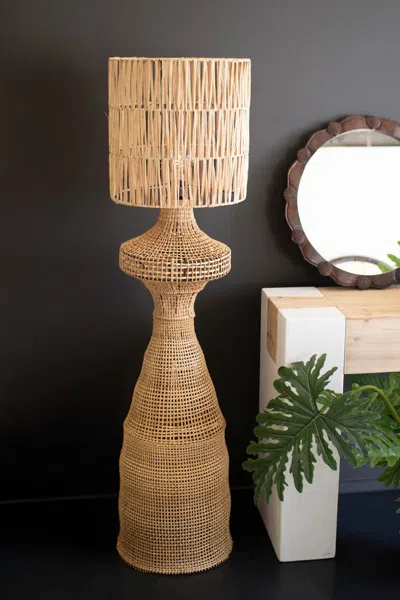 Kalalou Rattan Floor Lamp With Shade - 60" Tall In Brown