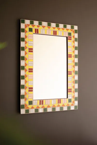 Kalalou Rectangle Mosaic Tile Framed Mirror
