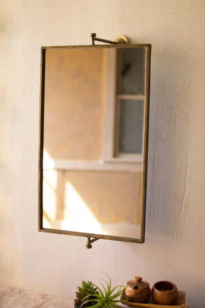 Kalalou Rectangle Rotating Wall Mirror In Brown
