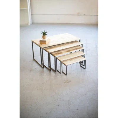 Kalalou Rectangular Nesting Plant Stand In Gray;beige