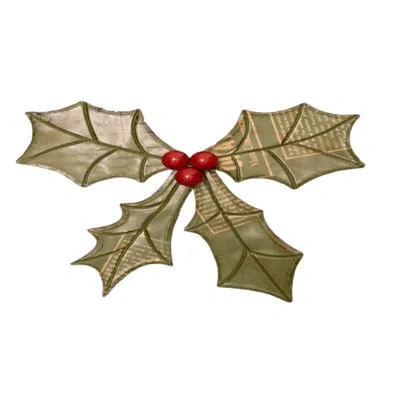 Kalalou Recycled Metal Holly Door Hanger Eco-friendly Holiday Decor 16" Tall Set Of 2 In Green