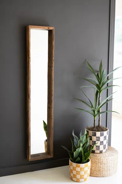 Kalalou Recycled Wood Shadow Box Framed Mirror In Brown