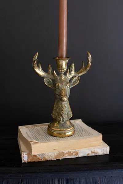 Kalalou Resin Taper Candle Holder - Deer