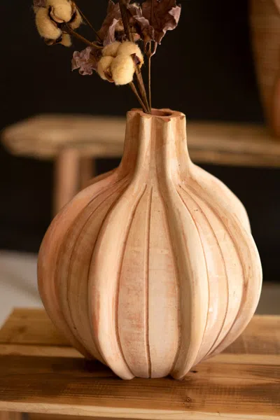 Kalalou Ribbed Terracotta Vase