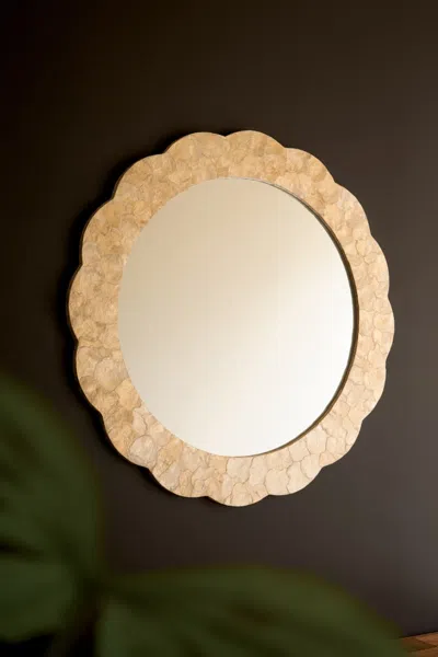Kalalou Round Framed Capiz Shell Mirror