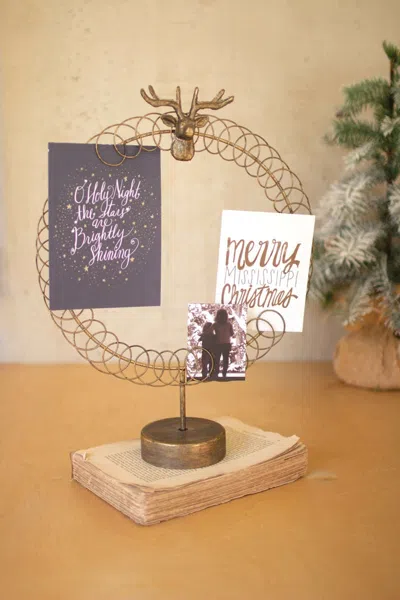 Kalalou Round Wire Christmas Card Holder On A Stand In Gold