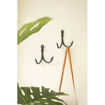 Kalalou Rustic Cast Iron Coastal Wall Hook For Entryways And Mudrooms-6.5"h In Black