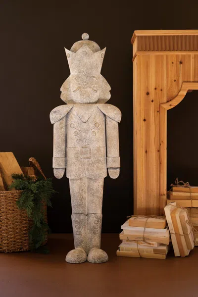 Kalalou Rustic Metal Christmas Nutcracker In Brown