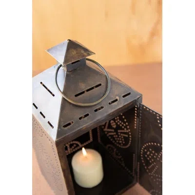 Kalalou Rustic Metal Lantern In Brown
