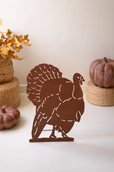Kalalou Rustic Thanksgivng Turkey Stand In Brown