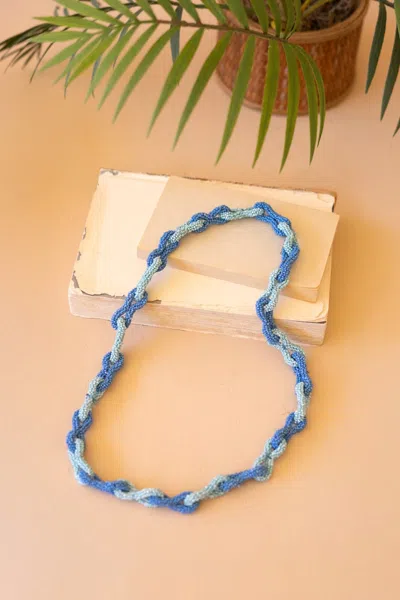 Kalalou Seaglass And Blueberry Seed Beaded Chain Necklace In Transparent