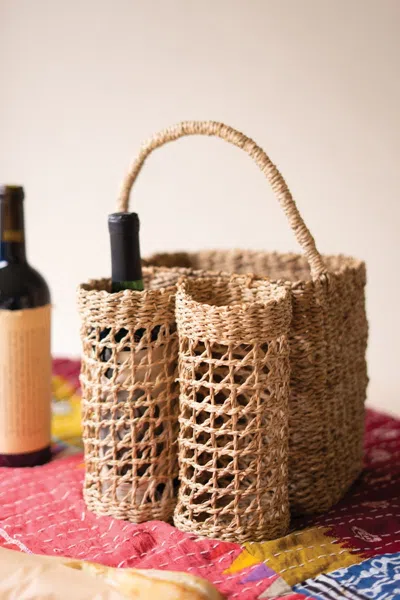 Kalalou Seagrass Wine And Storage Basket