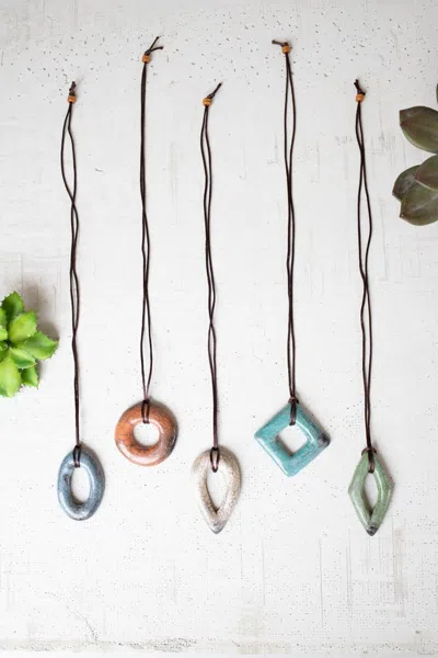Kalalou Set Of Five Clay Lenca Necklaces In Multi