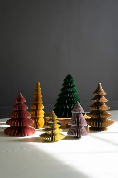 Kalalou Set Of Six Jewel Tone Accordion Paper Christmas Trees