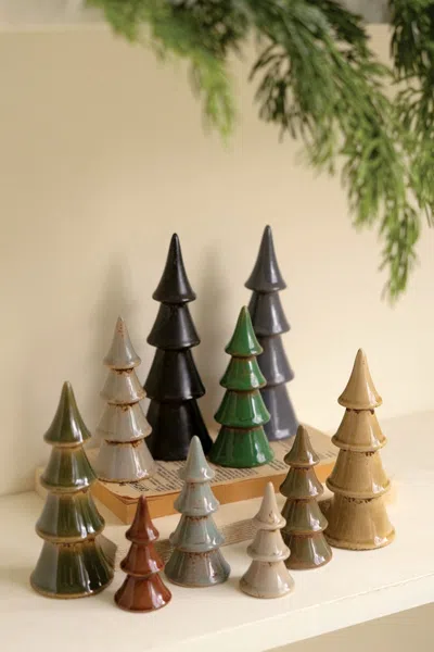 Kalalou Set Of Ten Ceramic Christmas Trees In Multi