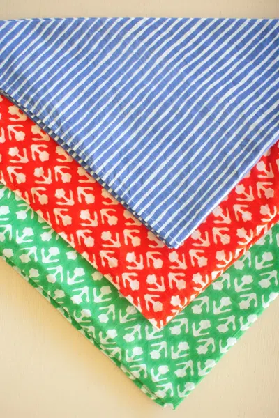 Kalalou Set Of Three Block-print Neck Ties - One Each Color In Multi