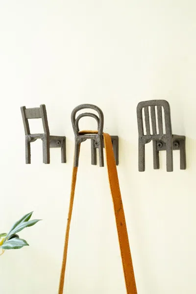 Kalalou Set Of Three Cast Iron Chair Coat Hooks