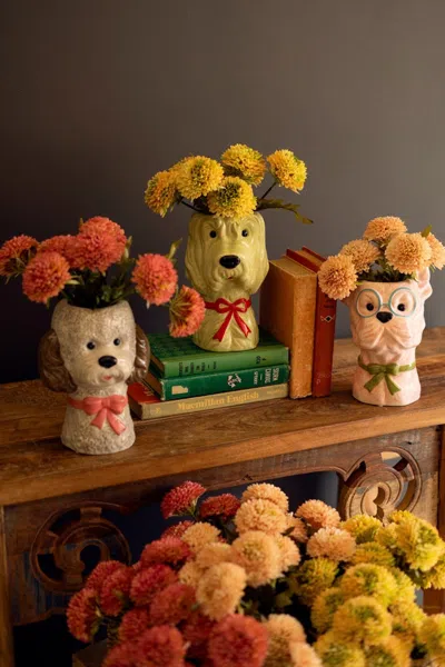 Kalalou Set Of Three Ceramic Dog Vases With Bows