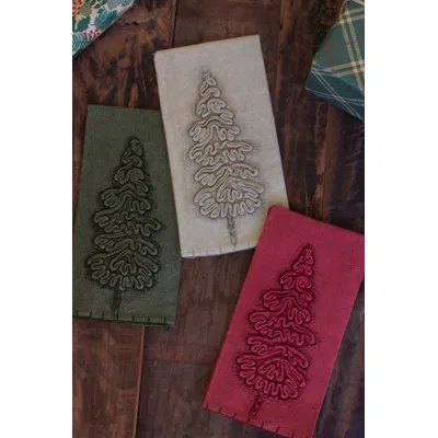 Kalalou Set Of Three Christmas Tree Kitchen Towels In Multi