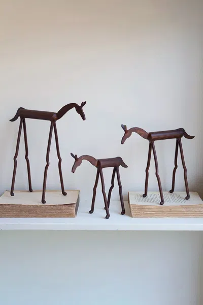 Kalalou Set Of Three Forged-iron Horses